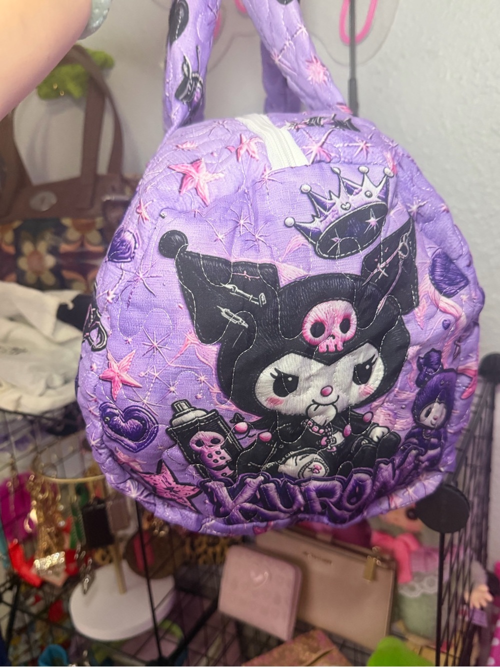 Kuromi Purple Quilted Duffel Bag - Picture 3 of 6